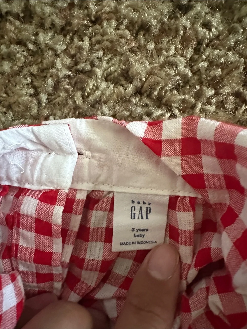GAP Red and White Gingham Spaghetti-Strap Dress